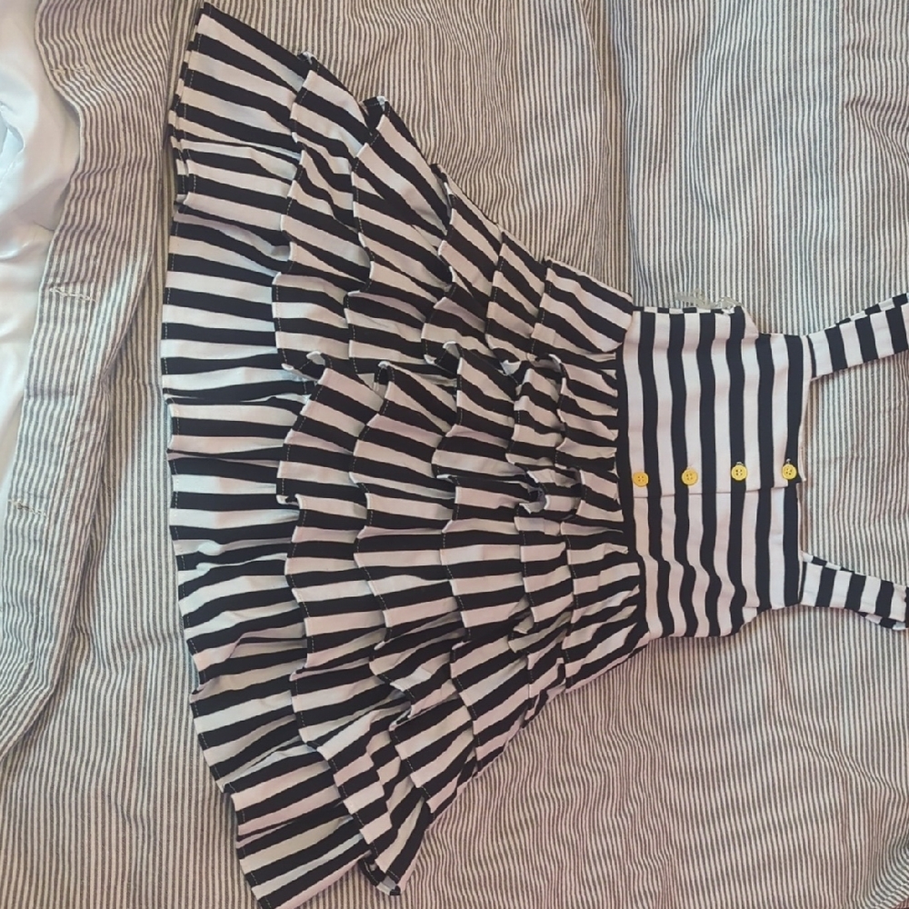 Rare Editions Black and White Striped Kids Dress